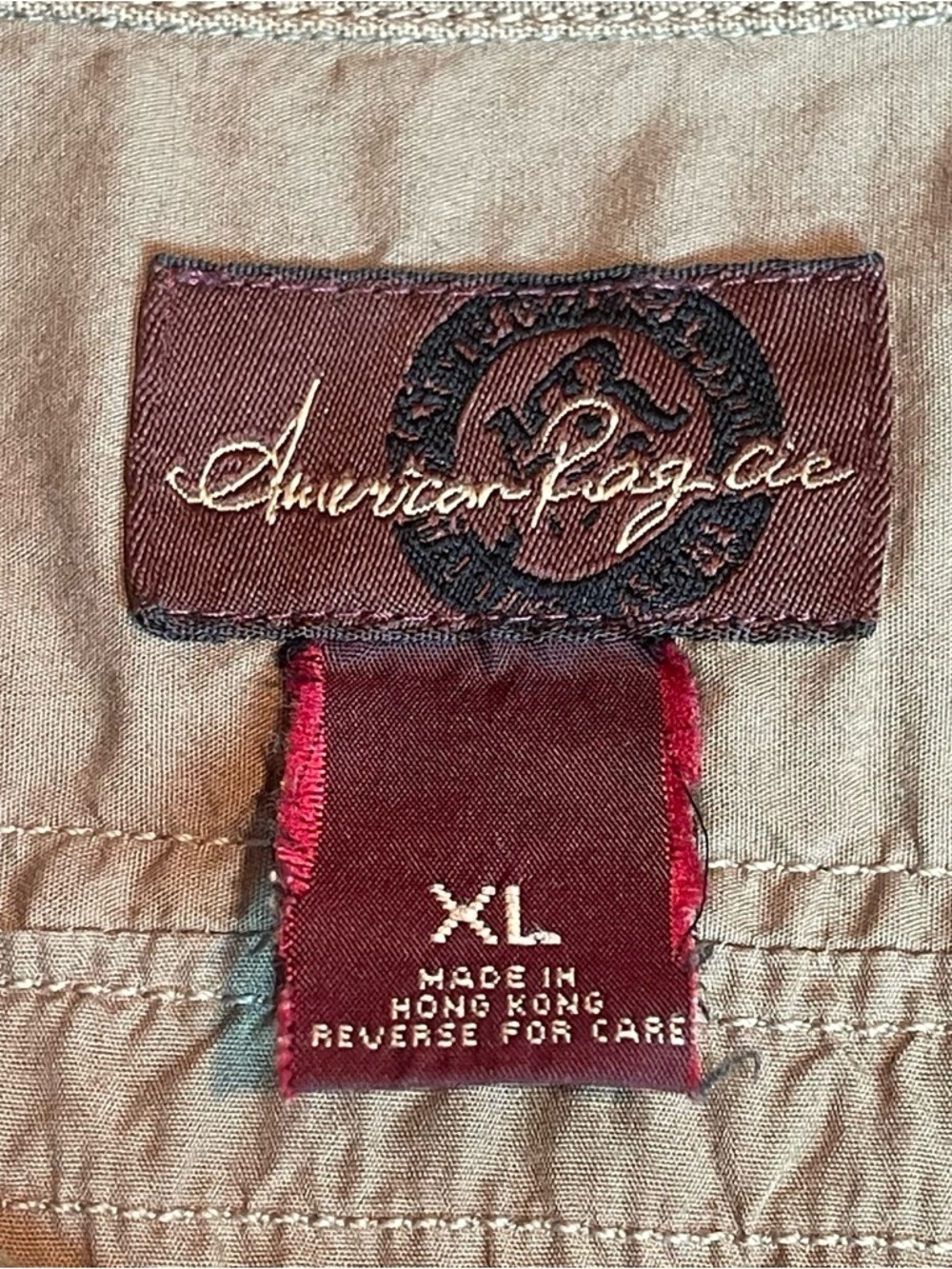 American Rag Cie Vintage Moto Shirt XL Khaki Apache Motorcycle Club Patch 1978 - Picture 11 of 13